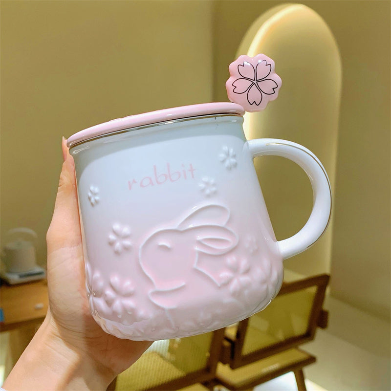 Year of the Rabbit Cherry Mug Ceramic Cup Coffee Cup