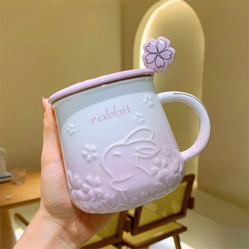 Year of the Rabbit Cherry Mug Ceramic Cup Coffee Cup