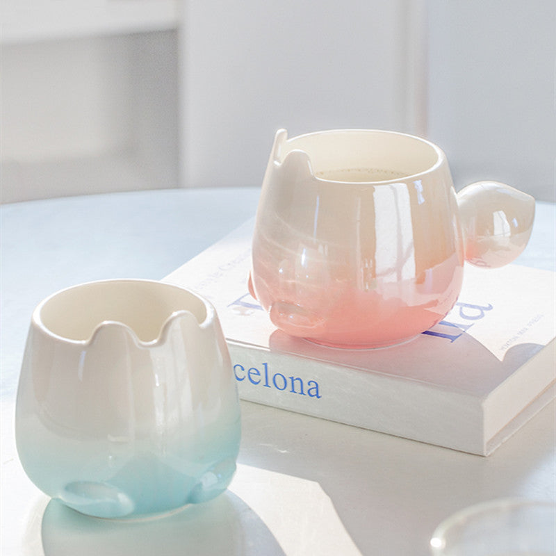 Gradual Change Rabbit Ceramic Mug Girls' Cute Cup High Beauty Couple Water Cup Office ins Coffee Cup