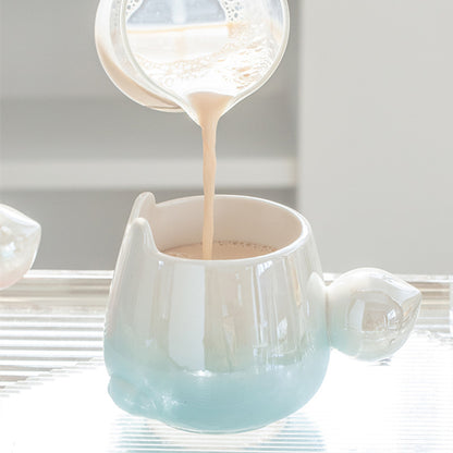 Gradual Change Rabbit Ceramic Mug Girls' Cute Cup High Beauty Couple Water Cup Office ins Coffee Cup