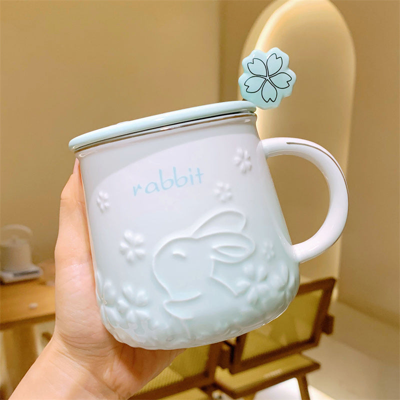 Year of the Rabbit Cherry Mug Ceramic Cup Coffee Cup