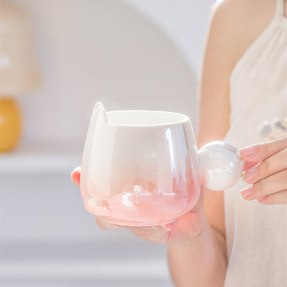 Gradual Change Rabbit Ceramic Mug Girls' Cute Cup High Beauty Couple Water Cup Office ins Coffee Cup