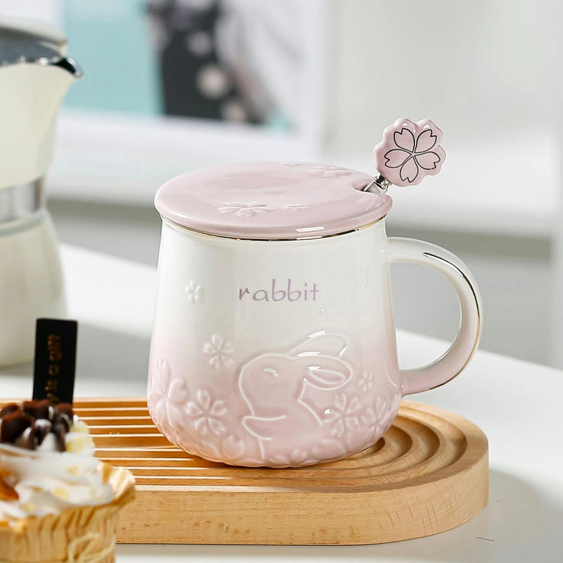 Year of the Rabbit Cherry Mug Ceramic Cup Coffee Cup