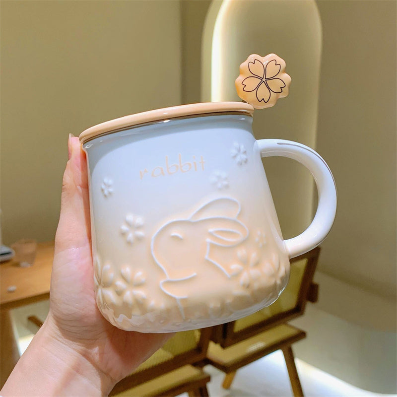 Year of the Rabbit Cherry Mug Ceramic Cup Coffee Cup