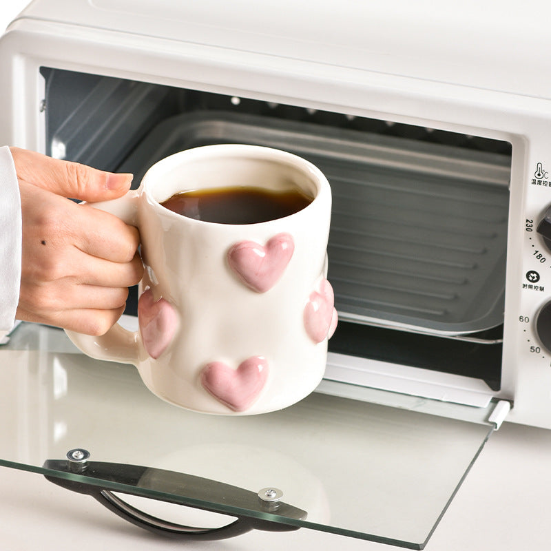 Peach Heart Ceramic Cup High Beauty Pink Girl Heart Mug Couple Water Cup Home Coffee Cup