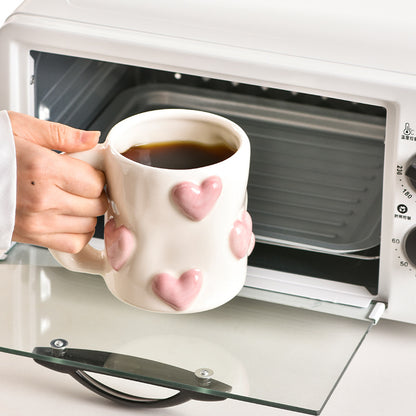 Peach Heart Ceramic Cup High Beauty Pink Girl Heart Mug Couple Water Cup Home Coffee Cup